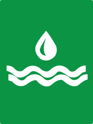Water icon on dark green background 